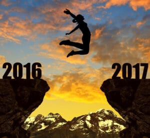 woman leaping from 2016 to 2017